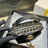 Clutch With Chain in Nylon Grosgrain AP2669 Black