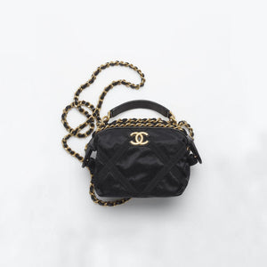 CC Clutch With Chain in Nylon Grosgrain AP2669 Black