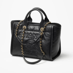 CC Deauville Calfskin Small Shopping Bag AS3257 Black