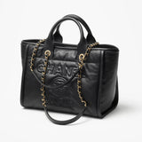 CC Deauville Calfskin Small Shopping Bag AS3257 Black