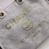 Deauville Tote 38cm Canvas Bag A66941 Beige/White