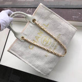 Deauville Tote 38cm Canvas Bag A66941 Beige/White