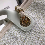 Deauville Tote 38cm Canvas Bag A66941 Beige/White