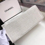 Deauville Tote 38cm Canvas Bag A66941 Beige/White