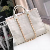 Deauville Tote 38cm Canvas Bag A66941 Beige/White