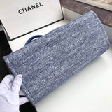 Deauville Tote 38cm Canvas Bag A66941 Blue Jacquard