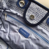 Deauville Tote 38cm Canvas Bag A66941 Blue Jacquard