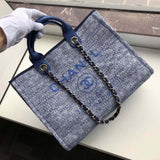 Deauville Tote 38cm Canvas Bag A66941 Blue Jacquard