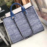 Deauville Tote 38cm Canvas Bag A66941 Blue Jacquard