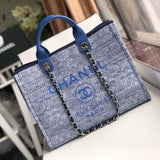 Deauville Tote 38cm Canvas Bag A66941 Blue Jacquard