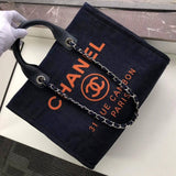 Deauville Tote 38cm Canvas Bag A66941 Denim Blue/Orange