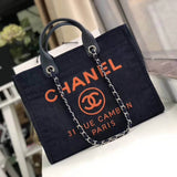 Deauville Tote 38cm Canvas Bag A66941 Denim Blue/Orange