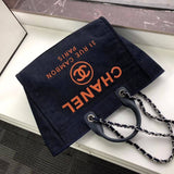 Deauville Tote 38cm Canvas Bag A66941 Denim Blue/Orange