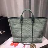 Deauville Tote 38cm Canvas Bag A66941 Fig Green