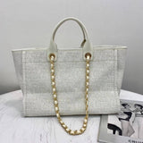Deauville Tote 38cm Canvas Bag A66941 White/Gold
