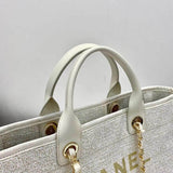 Deauville Tote 38cm Canvas Bag A66941 White/Gold