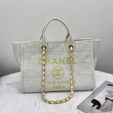 Deauville Tote 38cm Canvas Bag A66941 White/Gold