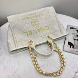 Deauville Tote 38cm Canvas Bag A66941 White/Gold