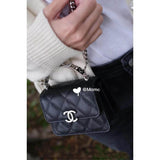 Enamel Handle Clutch with Chain in Grained Calfskin AP2758