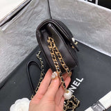 Small Pearl Logo Strap Flap Bag AS1436 Black