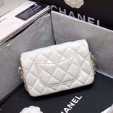 Small Pearl Logo Strap Flap Bag AS1436 White