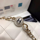 Small Pearl Logo Strap Flap Bag AS1436 White