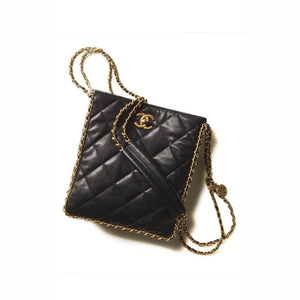 CC Small Tote in Black Grained Calfskin AS3470