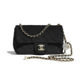Velvet with Strass Charm Strap Flap Bag AS1787