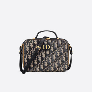 Christian   30 Montaigne Box Bag Blue Oblique Jacquard S2141