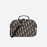 Christian   30 Montaigne Box Bag Blue Oblique Jacquard S2141