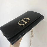 Black 30 Montaigne Patent Calfskin Wallet On Chain S2059