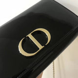 Black 30 Montaigne Patent Calfskin Wallet On Chain S2059