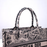 Book Tote Beige and Black Plan de Paris Embroidery