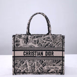 Book Tote Beige and Black Plan de Paris Embroidery