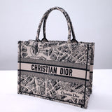 Book Tote Beige and Black Plan de Paris Embroidery