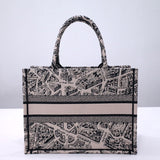 Book Tote Beige and Black Plan de Paris Embroidery