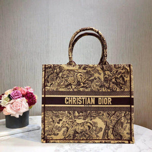 Christian   Book Tote Black Toile De Jouy Bag M1286