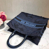 Book Tote Blue Camouflage Embroidery M1286