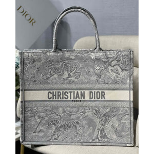 Christian   Book Tote Grey Toile De Jouy Bag M1286