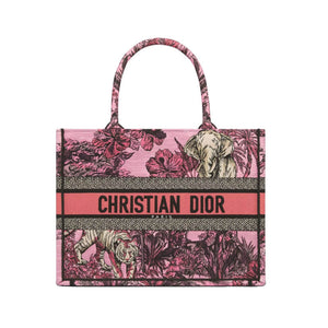 Christian   Book Tote Pink Multicolor Toile de Jouy Voyage Embroidery