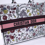 Book Tote White Multicolor Florilegio Embroidery