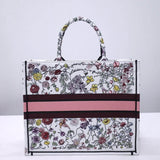Book Tote White Multicolor Florilegio Embroidery