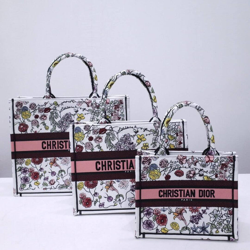 Christian   Book Tote White Multicolor Florilegio Embroidery