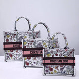 Christian   Book Tote White Multicolor Florilegio Embroidery