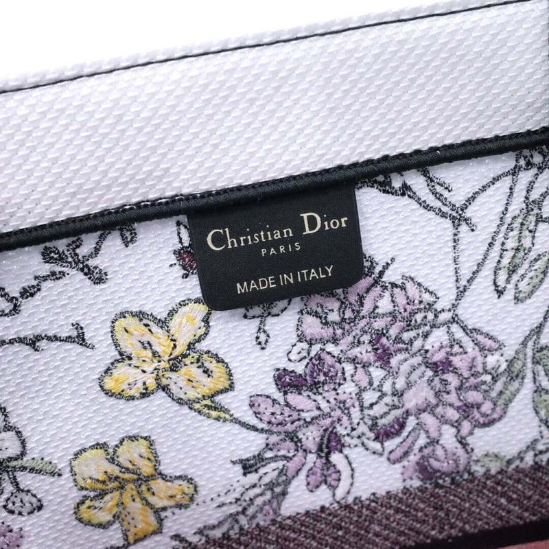 Book Tote White Multicolor Florilegio Embroidery