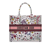 Book Tote White Multicolor Florilegio Embroidery