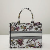 Book Tote White Multicolor Jardin Botanique Embroidery