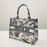Book Tote White Multicolor Jardin Botanique Embroidery