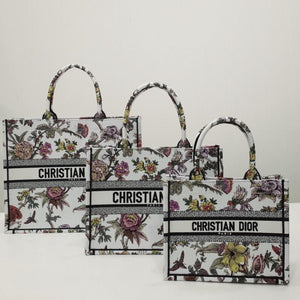 Christian   Book Tote White Multicolor Jardin Botanique Embroidery