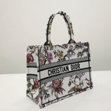 Book Tote White Multicolor Jardin Botanique Embroidery